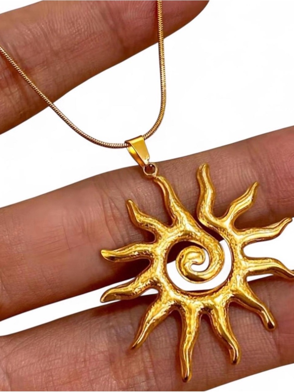 Gold Sunburst Pendant Necklace - Women Jewelry